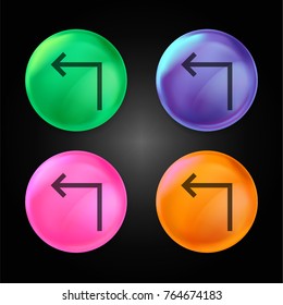 Turn left crystal ball design icon in green - blue - pink and orange.