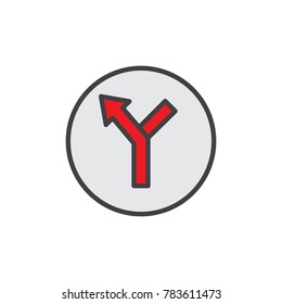 Turn left direction filled outline icon, line vector sign, linear colorful pictogram isolated on white. Navigation arrow symbol, logo illustration. Pixel perfect vector graphics