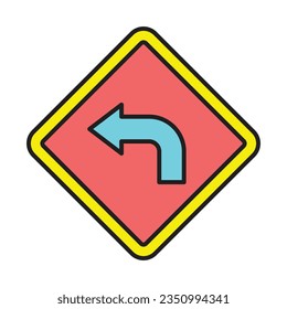 Turn Left Icon Design For Personal And Commercial Use
