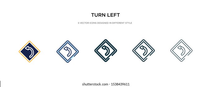 turn left icon in different style vector illustration. two colored and black turn left vector icons designed in filled, outline, line and stroke style can be used for web, mobile, ui