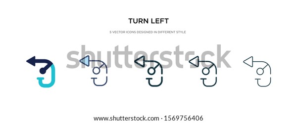 turn left\
icon in different style vector illustration. two colored and black\
turn left vector icons designed in filled, outline, line and stroke\
style can be used for web, mobile,\
ui