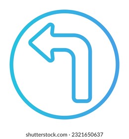Turn left icon in gradient line style, use for website mobile app presentation