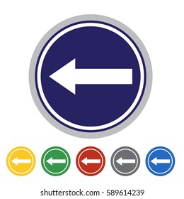 Turn left icon set.Vector illustration
