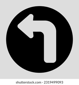 Turn left icon in solid style, use for website mobile app presentation