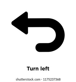 Turn left icon vector isolated on white background, logo concept of Turn left sign on transparent background, filled black symbol