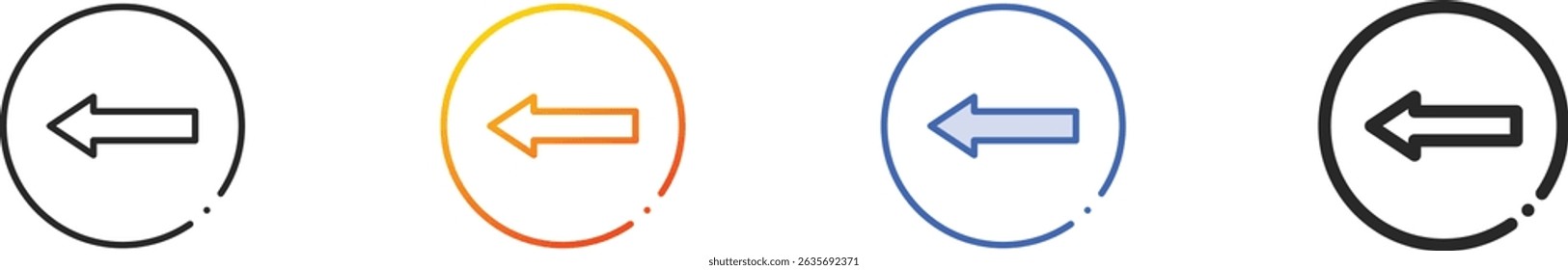turn left icon.Thin Linear, Gradient, Blue Stroke and bold Style Design Isolated On White Background