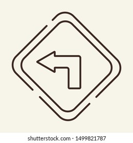 Turn left line icon. Arrow, road sign, way. Direction concept. Can be used for topics like transportation, navigation, driving