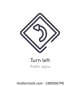 turn left outline icon. isolated line vector illustration from traffic signs collection. editable thin stroke turn left icon on white background