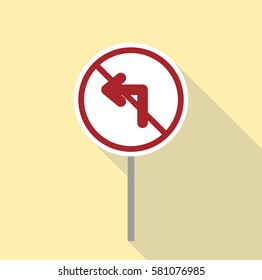turn left restricted traffic sign all in light brown or cream square flat design with shadow effect