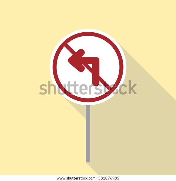 turn left restricted
traffic sign all in light brown or cream square flat design with
shadow effect