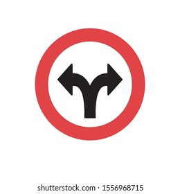 Turn Left and Turn Right arrow icon , Warning transportation direction, International traffic sign, safety information sign, Turn ahead sign on white background, Vector-illustration sign or icon.
