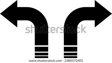 Turn Left and Turn Right Black Arrow Sign Icon Set. Vector Image.