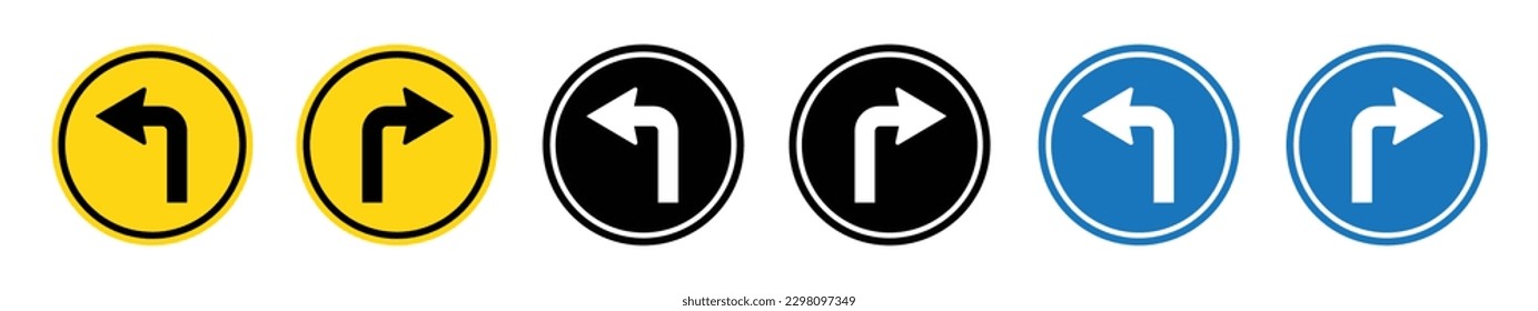 Turn left and right traffic sign icon. Turn prohibition traffic sign icon, vector illustration
