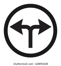 turn left or right traffic sign line icon, Traffic and road sign, vector graphics, a solid pattern on a white background, eps 10