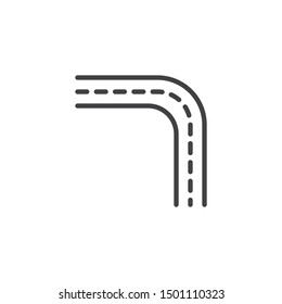 Turn left road line icon. linear style sign for mobile concept and web design. Street Road outline vector icon. Symbol, logo illustration. Vector graphics
