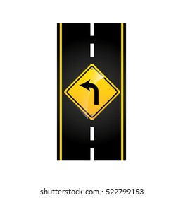 turn left road sign concept graphic vector illustration eps 10