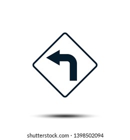 Turn Left Sign Icon Vector Logo Template. Arrow Pointer Flat Design
