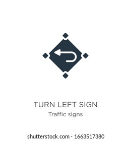 Turn left sign icon vector. Trendy flat turn left sign icon from traffic signs collection isolated on white background. Vector illustration can be used for web and mobile graphic design, logo, eps10