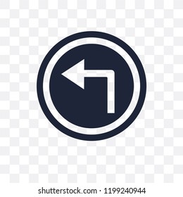 Turn left sign transparent icon. Turn left sign symbol design from Traffic signs collection. Simple element vector illustration on transparent background.