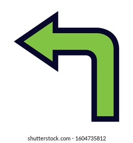 Turn Left. Simple Vector Color Icon.