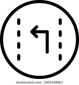 Turn left single vector line icon