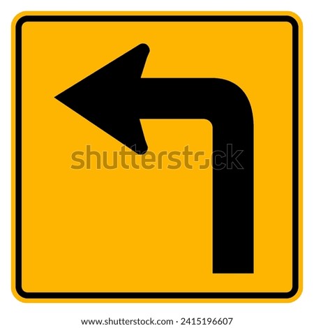 Turn Left Traffic Road Sign,Vector Illustration, Isolate On White Background Symbols, Label. EPS10 