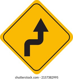 Turn Left Traffic Sign Icon Flat Style Highway road warning symbol, arrow vector illustration isolated transparent background