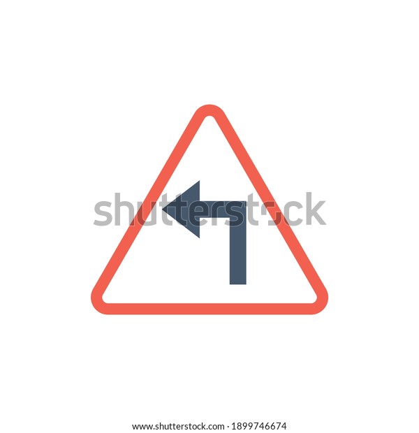 Turn Left Traffic Sign Vector  in\
solid flat shape glyph icon, isolated on white\
background