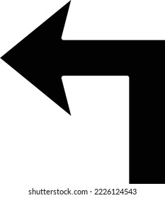 Biegen Sie das linke Vektorsymbol ein. Kann für Druck-, Mobil- und Web-Anwendungen verwendet werden.