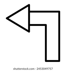 Icono de línea de Vector de giro a la izquierda