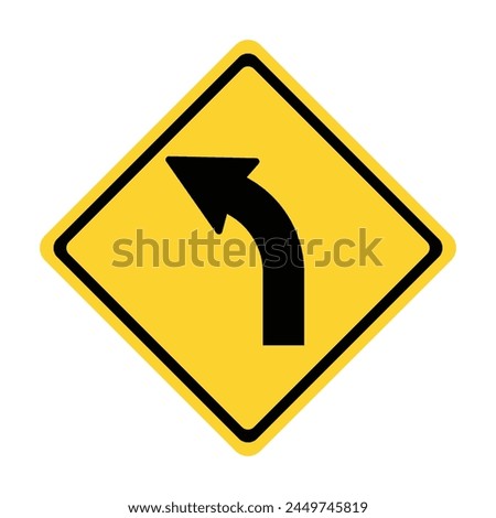 turn left yellow road sign