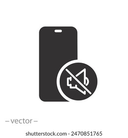 turn mobile quiet icon, silent phone, silence or sound switch, flat symbol on white background - vector illustration