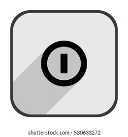 Turn off - black vector icon  with long shadow