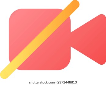 Schalten Sie die Kamera Pixel perfekte flache Farbverlauf-Symbol aus. Rufen per Bote. Videotelefonie. Einfach gefülltes Piktogramm. GUI, UX Design für mobile Anwendungen. Vektor-einzelne RGB-Illustration