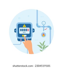 Turn off and disconnect electricity, gas and water. Flood safety tips vector illustration