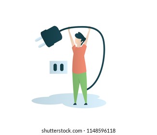 turn off the electricity eye catching illustration design