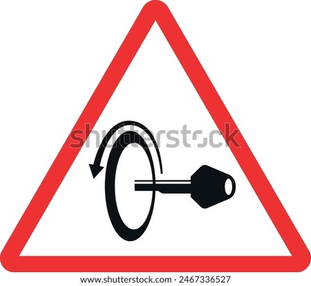 Turn off engine sign. Red triangle background. Industrial signs and symbols.