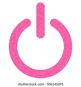 Turn Off grainy textured icon for overlay watermark stamps. Flat symbol with dust texture. Dotted vector pink ink rubber seal stamp with grunge design on a white background.