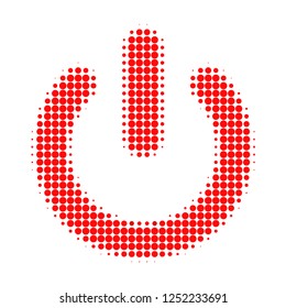 Turn off halftone dotted icon. Halftone array contains round dots. Vector illustration of turn off icon on a white background.