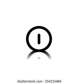 Turn off icon - black vector illustration with reflection