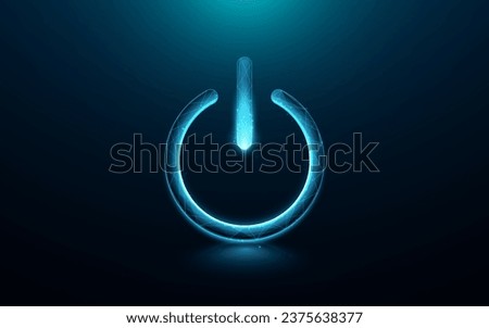 Turn off the icon. Power shut down button. Low polygon, lines, triangles, and particle style design. Illustration vector