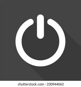 turn off icon - vector illustration with long shadow isolated on gray 