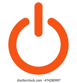 Turn Off icon. Vector style is flat iconic symbol with rounded angles, orange color, white background.