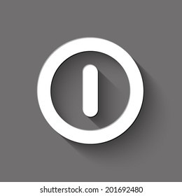 Turn off icon - white vector illustration with shadow on gray background