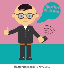 Turn off illustration. Flat design. Turning off a phone illustration.