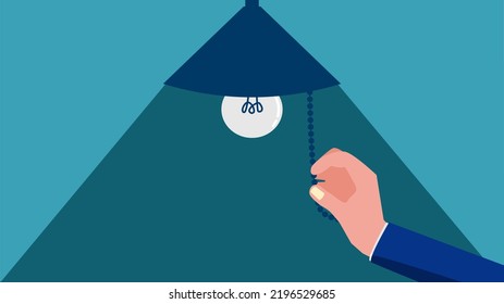 Turn off the lamp by turning off the light switch. vector illustration