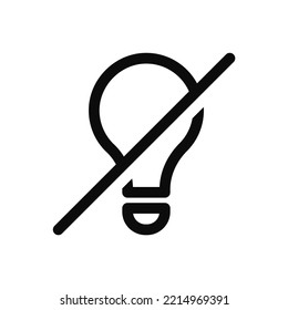 Turn off the light vector icon isolated on white background. Crossed out light bulb icon.
