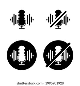 Turn off the microphone icon. Colored microphone icons. Vector illustration.