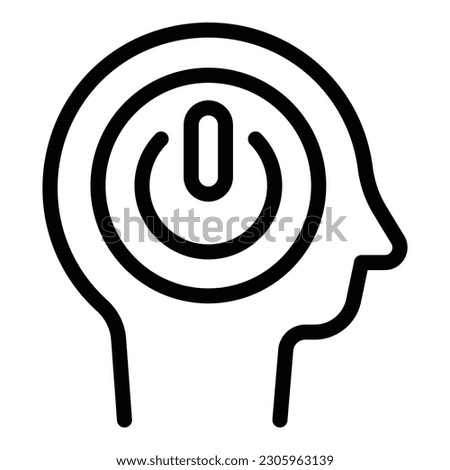 Turn off mind icon outline vector. Laptop work. Sad problem