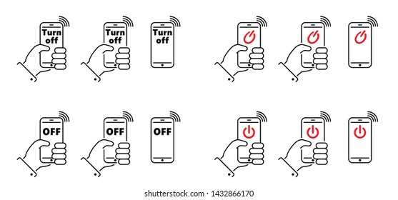 Turn off. No Wifi, No wireless network area. Zone symbol. Vector Stop, remote access signal Mailbox, email, chat, contact us. Social media network connect. Offline day. Power button.